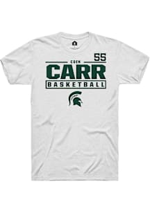Coen Carr  Michigan State Spartans White Rally NIL Stacked Box Short Sleeve T Shirt