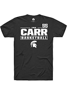 Coen Carr  Michigan State Spartans Black Rally NIL Stacked Box Short Sleeve T Shirt