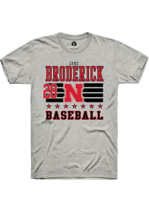 Luke Broderick Ash Nebraska Cornhuskers NIL Striped Short Sleeve T Shirt