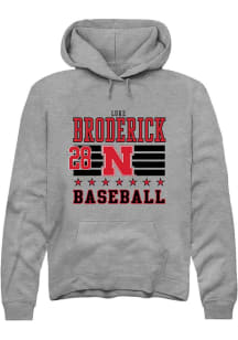 Luke Broderick Rally Mens Grey Nebraska Cornhuskers NIL Striped Hooded Sweatshirt