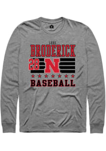 Luke Broderick Rally Mens Grey Nebraska Cornhuskers NIL Striped Tee