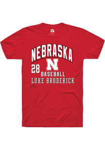 Luke Broderick Red Nebraska Cornhuskers NIL Arch Logo Short Sleeve T Shirt