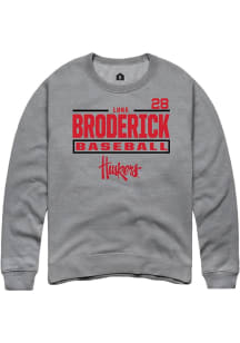 Luke Broderick Rally Mens Graphite Nebraska Cornhuskers NIL Stacked Box Crew Sweatshirt