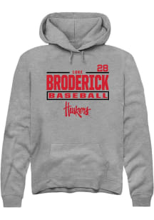 Luke Broderick Rally Mens Graphite Nebraska Cornhuskers NIL Stacked Box Hooded Sweatshirt
