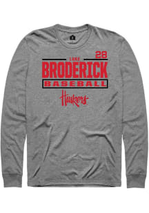 Luke Broderick Rally Mens Graphite Nebraska Cornhuskers NIL Stacked Box Tee