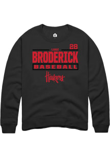 Luke Broderick Rally Mens Black Nebraska Cornhuskers NIL Stacked Box Crew Sweatshirt