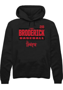 Luke Broderick Rally Mens Black Nebraska Cornhuskers NIL Stacked Box Hooded Sweatshirt
