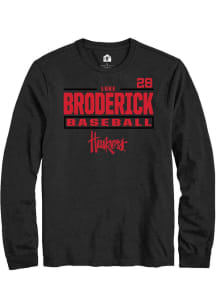Luke Broderick Rally Mens Black Nebraska Cornhuskers NIL Stacked Box Tee