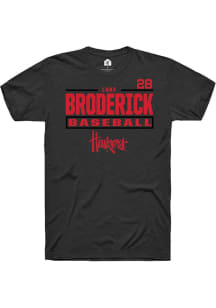 Luke Broderick Black Nebraska Cornhuskers NIL Stacked Box Short Sleeve T Shirt