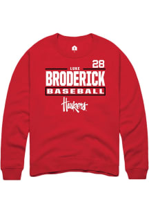 Luke Broderick Rally Mens Red Nebraska Cornhuskers NIL Stacked Box Crew Sweatshirt