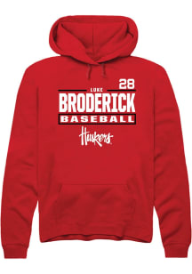 Luke Broderick Rally Mens Red Nebraska Cornhuskers NIL Stacked Box Hooded Sweatshirt