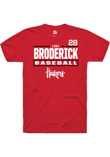 Luke Broderick Red Nebraska Cornhuskers NIL Stacked Box Short Sleeve T Shirt