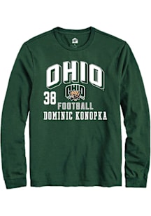 Dominic Konopka  Ohio Bobcats Green Rally Football NIL Arch Logo Long Sleeve T Shirt
