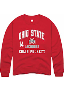 Colin Puckett  Rally Ohio State Buckeyes Mens Red NIL Arch Logo Long Sleeve Crew Sweatshirt