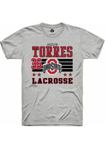 Jocelyn Torres Ash Ohio State Buckeyes NIL Striped Short Sleeve T Shirt