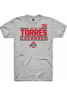 Jocelyn Torres Ash Ohio State Buckeyes NIL Stacked Box Short Sleeve T Shirt