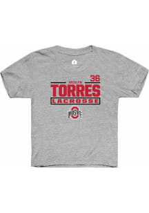 Jocelyn Torres Rally Youth Grey Ohio State Buckeyes NIL Stacked Box Short Sleeve T-Shirt