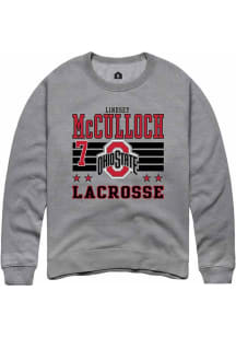 Lindsey McCulloch Rally Mens Grey Ohio State Buckeyes NIL Striped Crew Sweatshirt