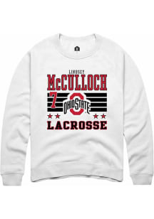 Lindsey McCulloch Rally Mens White Ohio State Buckeyes NIL Striped Crew Sweatshirt