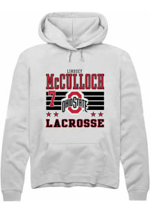 Lindsey McCulloch Rally Mens White Ohio State Buckeyes NIL Striped Hooded Sweatshirt