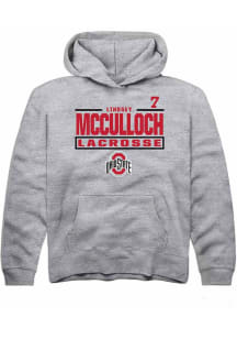 Lindsey McCulloch Rally Youth Grey Ohio State Buckeyes NIL Stacked Box Long Sleeve Hooded Sweatshi..