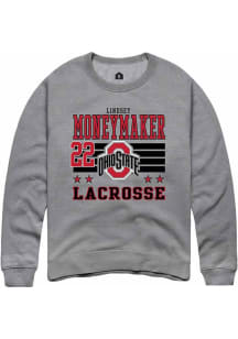 Lindsey Moneymaker Rally Mens Grey Ohio State Buckeyes NIL Striped Crew Sweatshirt