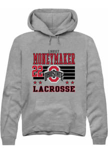 Lindsey Moneymaker Rally Mens Grey Ohio State Buckeyes NIL Striped Hooded Sweatshirt