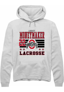 Lindsey Moneymaker Rally Mens White Ohio State Buckeyes NIL Striped Hooded Sweatshirt