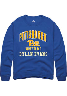 Dylan Evans Rally Mens Blue Pitt Panthers NIL Arch Logo Crew Sweatshirt