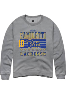 Rachel Familetti Rally Mens Grey Pitt Panthers NIL Striped Crew Sweatshirt
