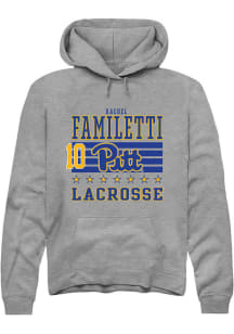 Rachel Familetti Rally Mens Grey Pitt Panthers NIL Striped Hooded Sweatshirt