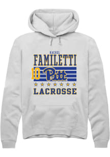 Rachel Familetti Rally Mens White Pitt Panthers NIL Striped Hooded Sweatshirt