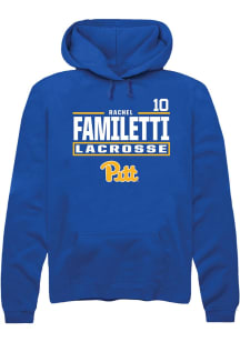 Rachel Familetti Rally Mens Blue Pitt Panthers NIL Stacked Box Hooded Sweatshirt