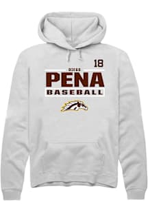 Diego Pena  Rally Western Michigan Broncos Mens White NIL Stacked Box Long Sleeve Hoodie