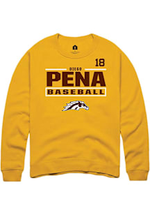 Diego Pena  Rally Western Michigan Broncos Mens Gold NIL Stacked Box Long Sleeve Crew Sweatshirt