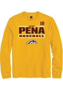 Diego Pena Rally Mens Gold Western Michigan Broncos NIL Stacked Box Tee