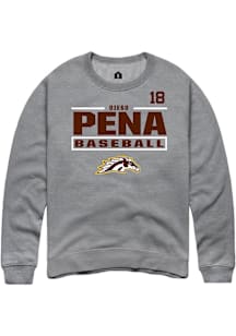 Diego Pena  Rally Western Michigan Broncos Mens Grey NIL Stacked Box Long Sleeve Crew Sweatshirt
