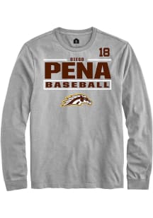 Diego Pena Rally Mens Grey Western Michigan Broncos NIL Stacked Box Tee