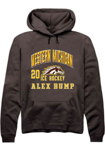 Alex Bump Rally Mens Brown Western Michigan Broncos NIL Arch Logo Hooded Sweatshirt