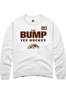 Alex Bump Rally Mens White Western Michigan Broncos NIL Stacked Box Crew Sweatshirt