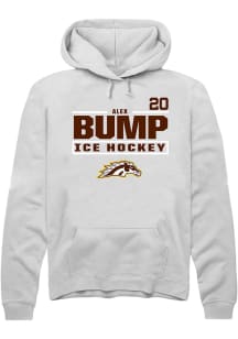 Alex Bump Rally Mens White Western Michigan Broncos NIL Stacked Box Hooded Sweatshirt