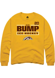 Alex Bump Rally Mens Gold Western Michigan Broncos NIL Stacked Box Crew Sweatshirt