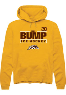 Alex Bump Rally Mens Gold Western Michigan Broncos NIL Stacked Box Hooded Sweatshirt