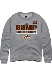 Alex Bump Rally Mens Grey Western Michigan Broncos NIL Stacked Box Crew Sweatshirt