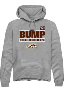 Alex Bump Rally Mens Grey Western Michigan Broncos NIL Stacked Box Hooded Sweatshirt