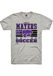 Langley Mayers Ash K-State Wildcats NIL Striped Short Sleeve T Shirt
