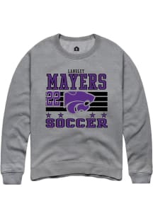 Langley Mayers Rally Mens Grey K-State Wildcats NIL Striped Crew Sweatshirt