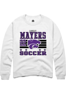 Langley Mayers Rally Mens White K-State Wildcats NIL Striped Crew Sweatshirt