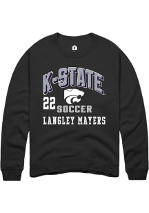 Langley Mayers Rally Mens Black K-State Wildcats NIL Arch Logo Crew Sweatshirt