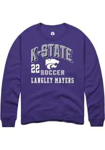 Langley Mayers Rally Mens Purple K-State Wildcats NIL Arch Logo Crew Sweatshirt